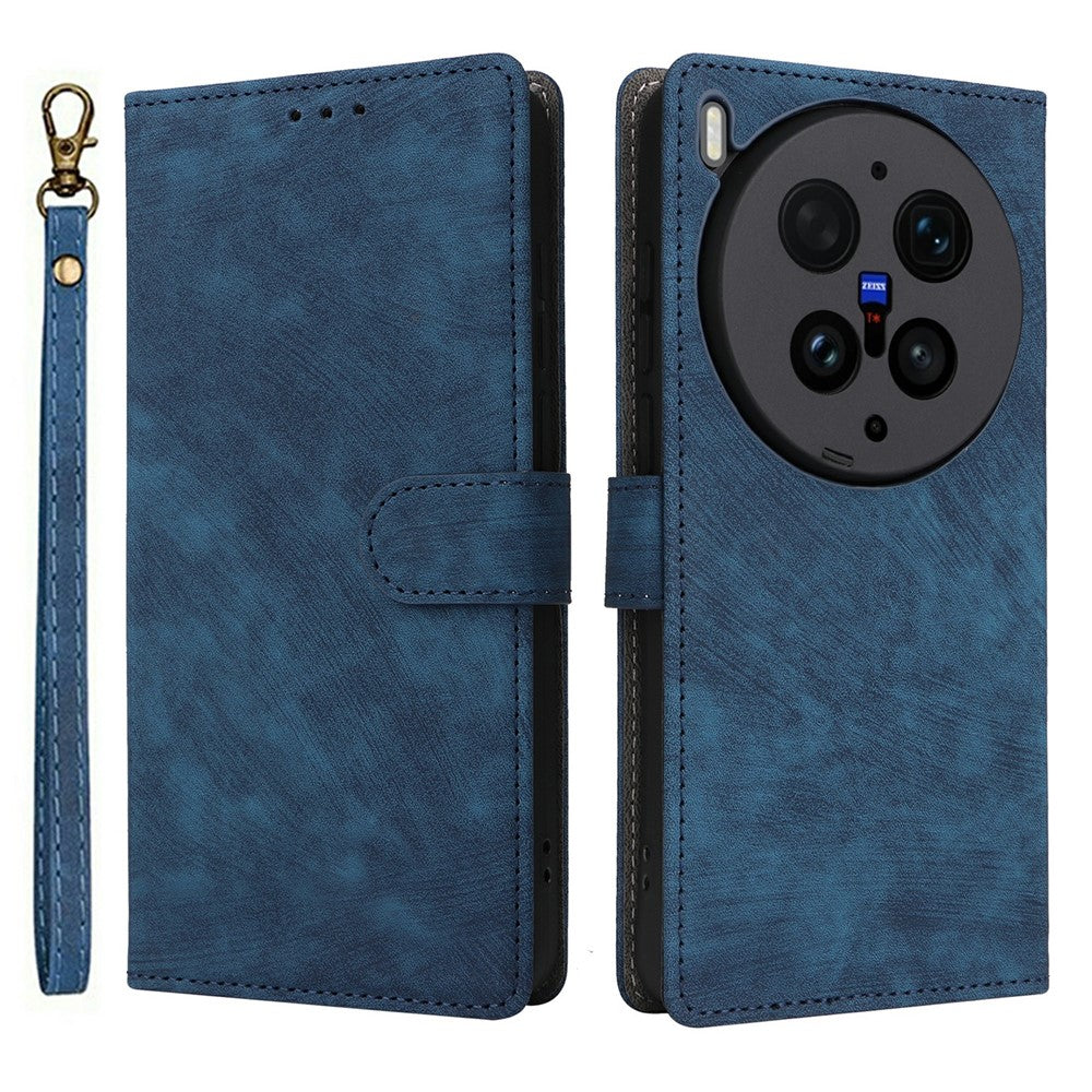For vivo X300 Ultra 5G Case Wallet RFID Blocking PU Leather Phone Cover Stand with Strap - Blue
