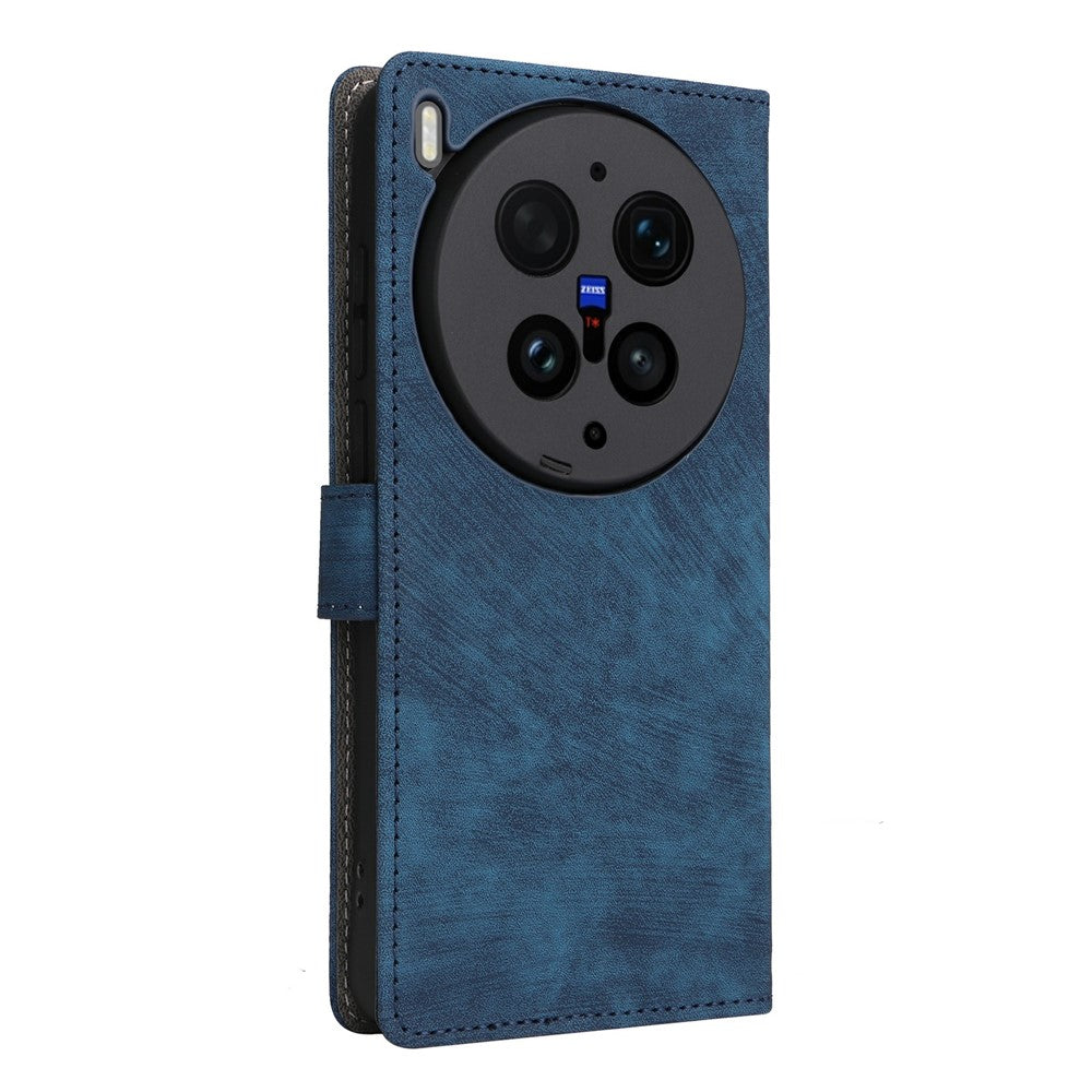 For vivo X300 Ultra 5G Case Wallet RFID Blocking PU Leather Phone Cover Stand with Strap - Blue