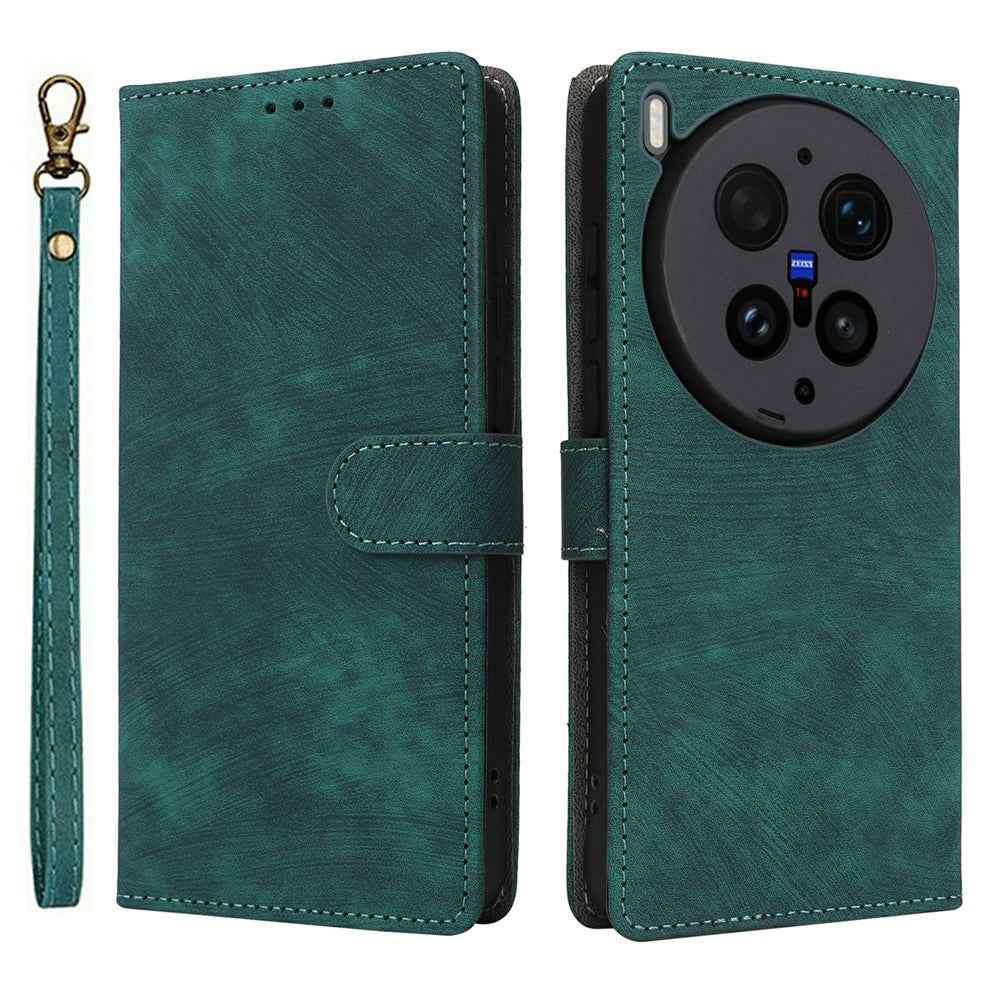 For vivo X300 Ultra 5G Case Wallet RFID Blocking PU Leather Phone Cover Stand with Strap - Green