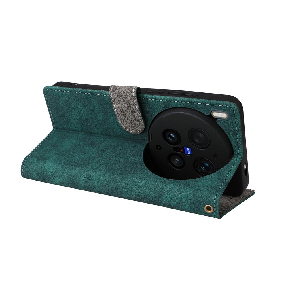 For vivo X300 Ultra 5G Case Wallet RFID Blocking PU Leather Phone Cover Stand with Strap - Green