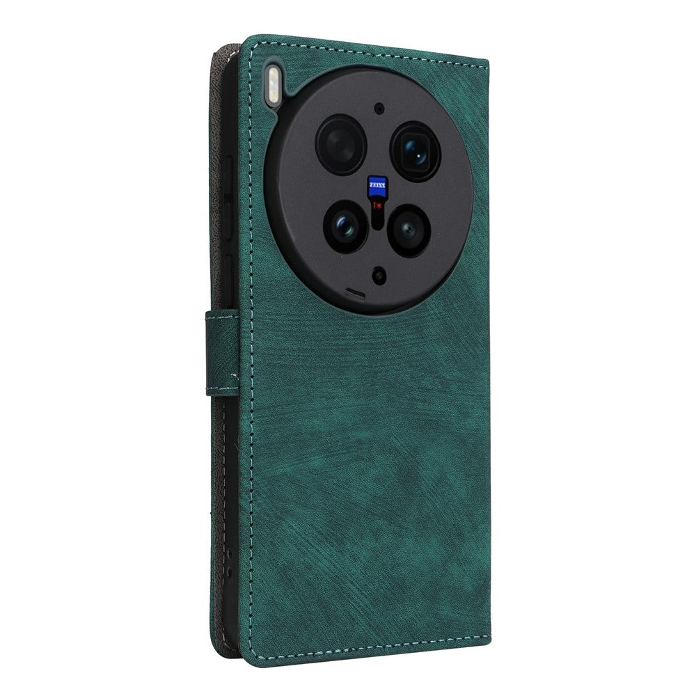 For vivo X300 Ultra 5G Case Wallet RFID Blocking PU Leather Phone Cover Stand with Strap - Green