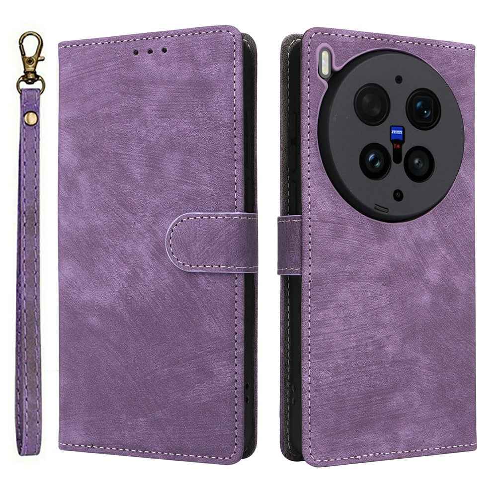 For vivo X300 Ultra 5G Case Wallet RFID Blocking PU Leather Phone Cover Stand with Strap - Purple