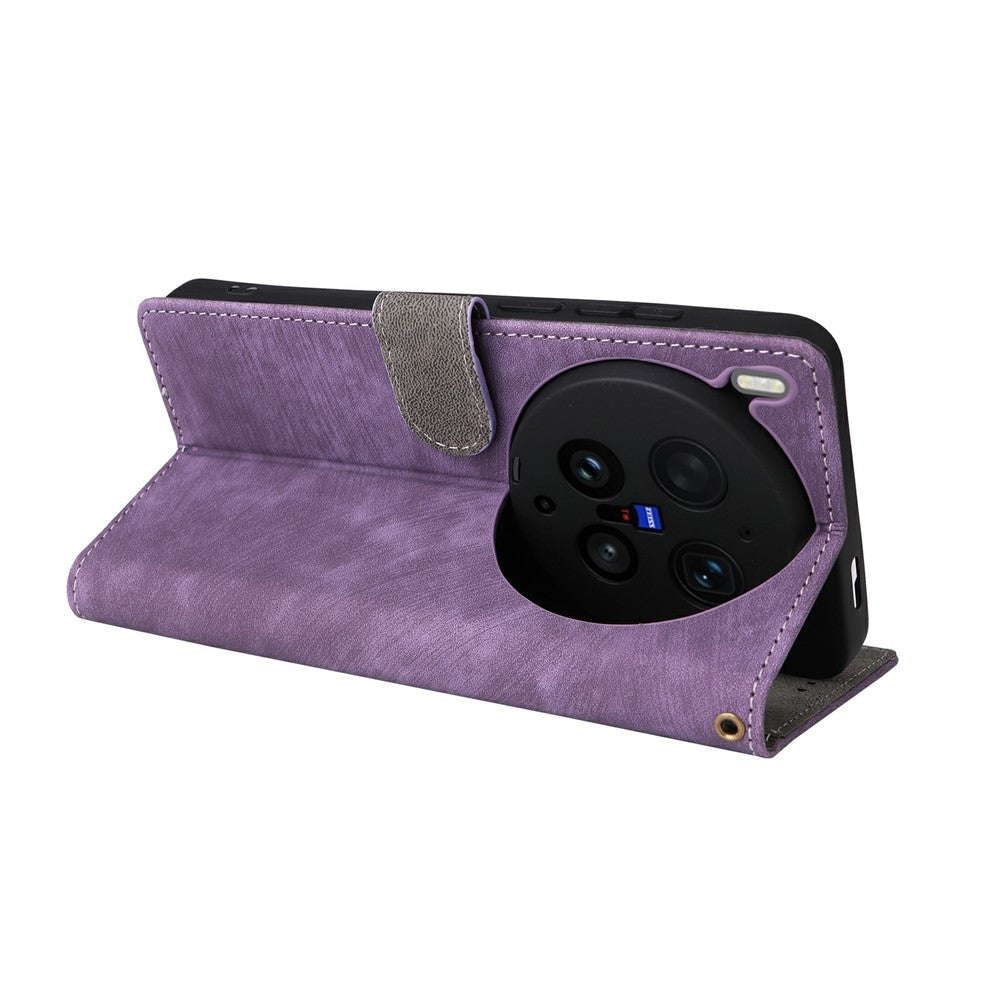 For vivo X300 Ultra 5G Case Wallet RFID Blocking PU Leather Phone Cover Stand with Strap - Purple