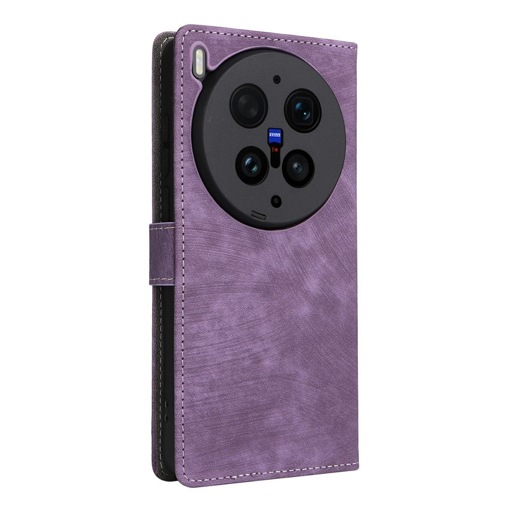 For vivo X300 Ultra 5G Case Wallet RFID Blocking PU Leather Phone Cover Stand with Strap - Purple