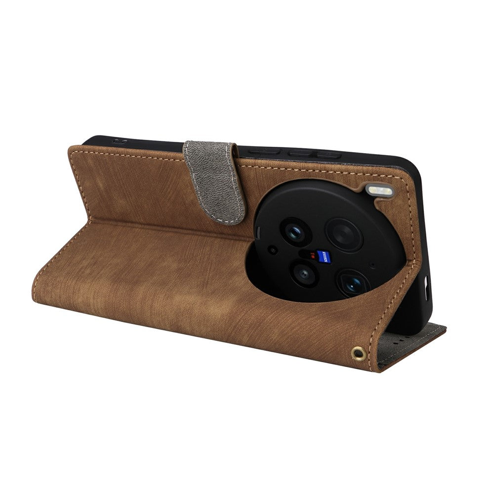 For vivo X300 Ultra 5G Case Wallet RFID Blocking PU Leather Phone Cover Stand with Strap - Brown