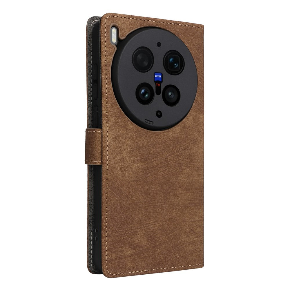For vivo X300 Ultra 5G Case Wallet RFID Blocking PU Leather Phone Cover Stand with Strap - Brown