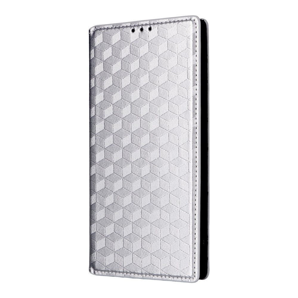 For vivo X300 Ultra 5G Case Wallet Rhombus Imprinted PU Leather Phone Cover - Silver