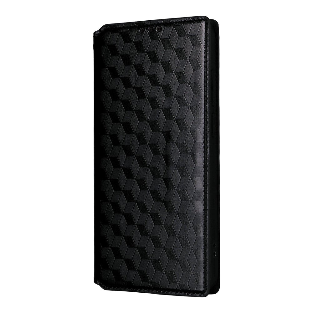 For vivo X300 Ultra 5G Case Wallet Rhombus Imprinted PU Leather Phone Cover - Black