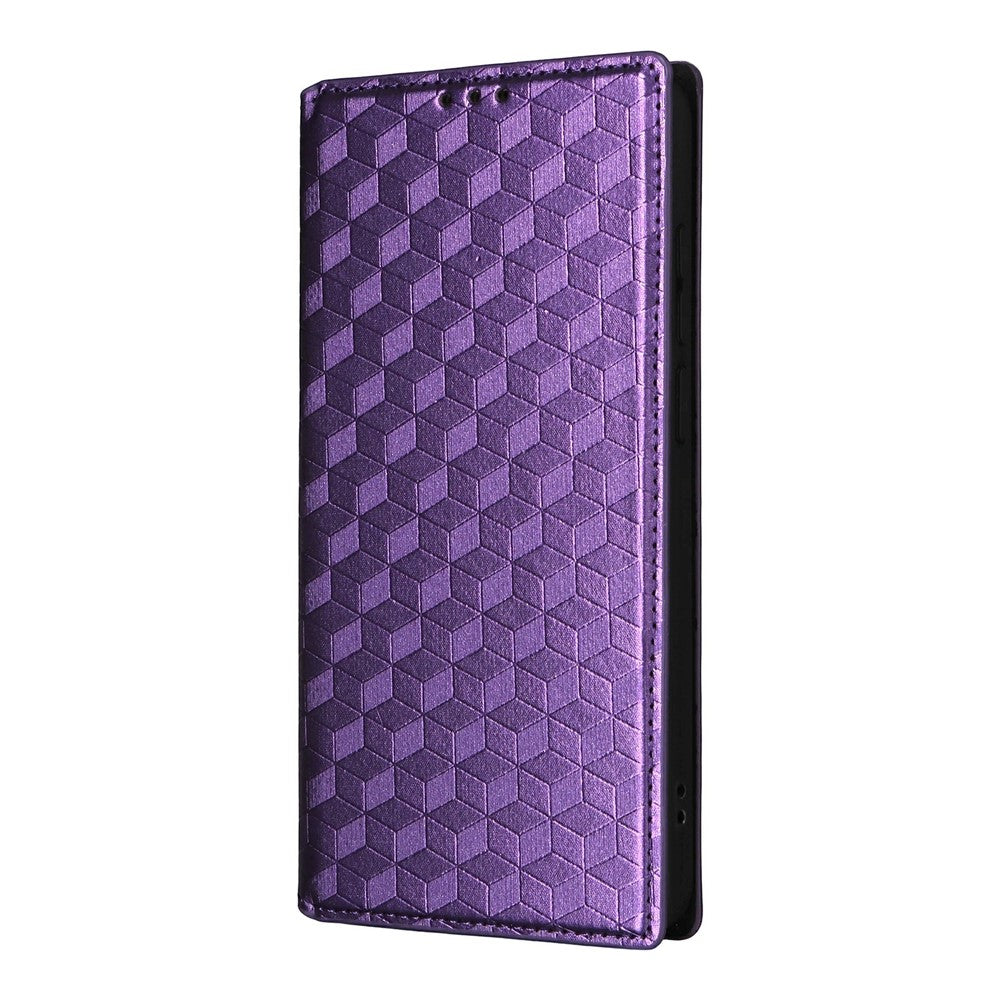 For vivo X300 Ultra 5G Case Wallet Rhombus Imprinted PU Leather Phone Cover - Purple