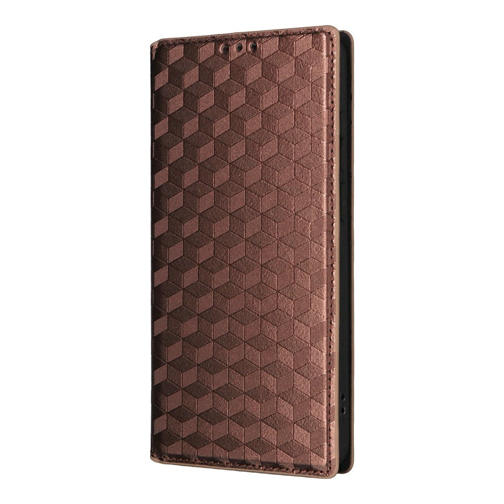 For vivo X300 Ultra 5G Case Wallet Rhombus Imprinted PU Leather Phone Cover - Brown