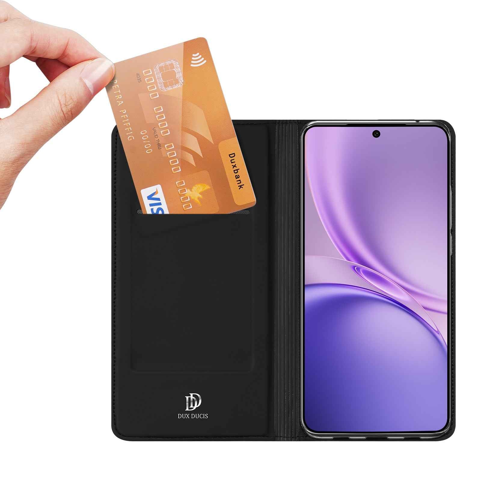 Dux Ducis for vivo S50 Pro mini 5G / vivo X300 FE 5G Case DUX DUCIS Skin Pro Series Leather Stand Cover Card Holder - Black