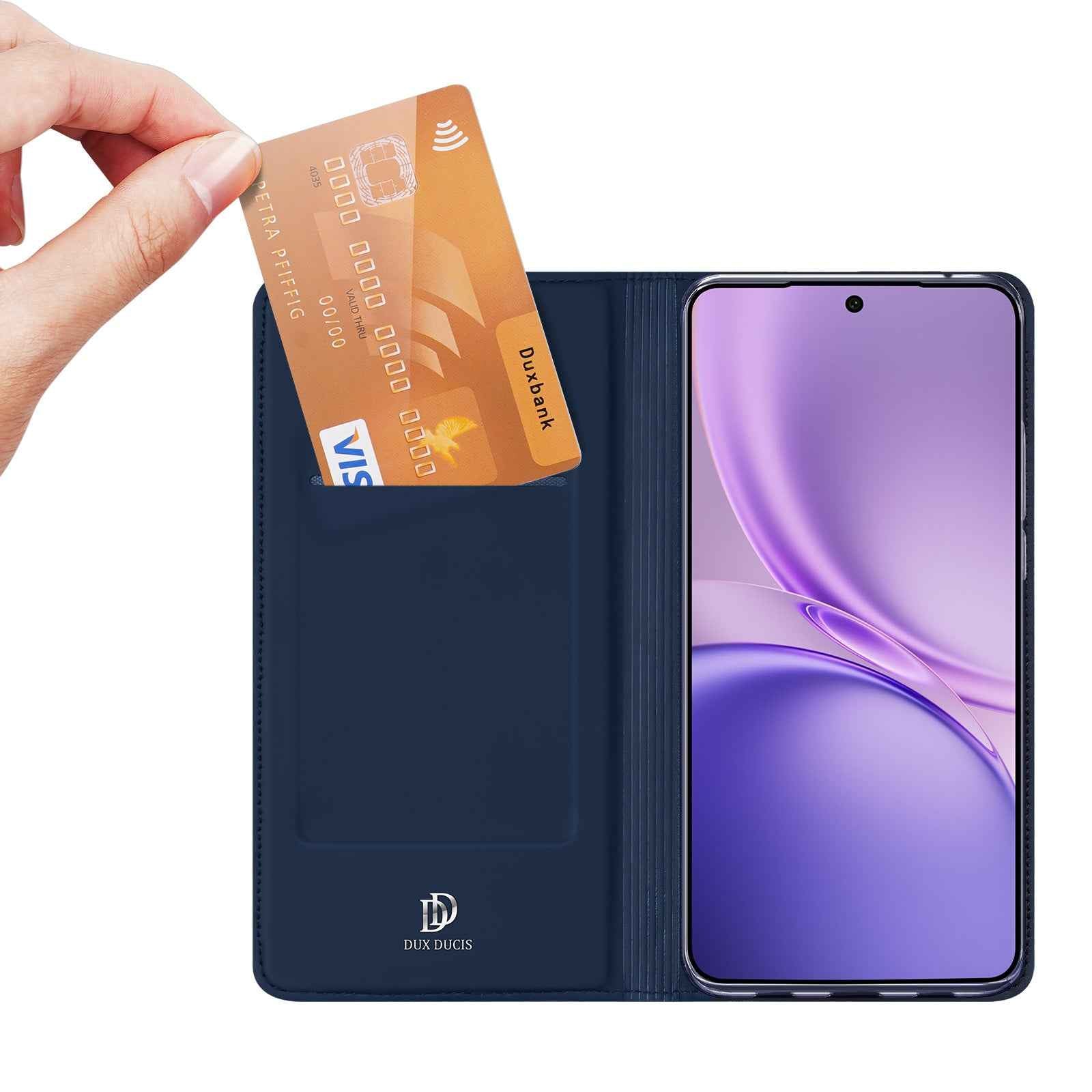 Dux Ducis for vivo S50 Pro mini 5G / vivo X300 FE 5G Case DUX DUCIS Skin Pro Series Leather Stand Cover Card Holder - Blue