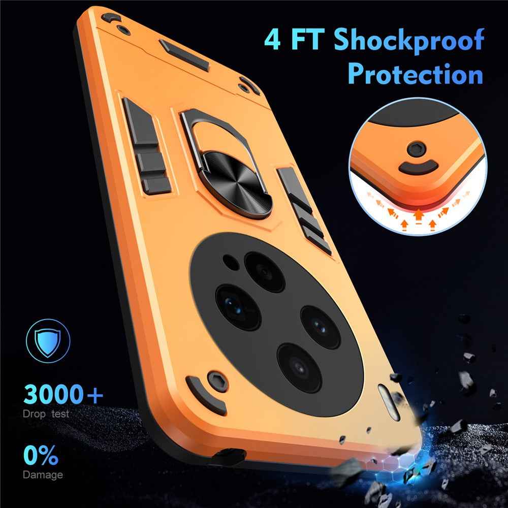 For vivo X300s 5G Case PC + TPU Drop Defend Phone Cover with Ring Kickstand - Orange