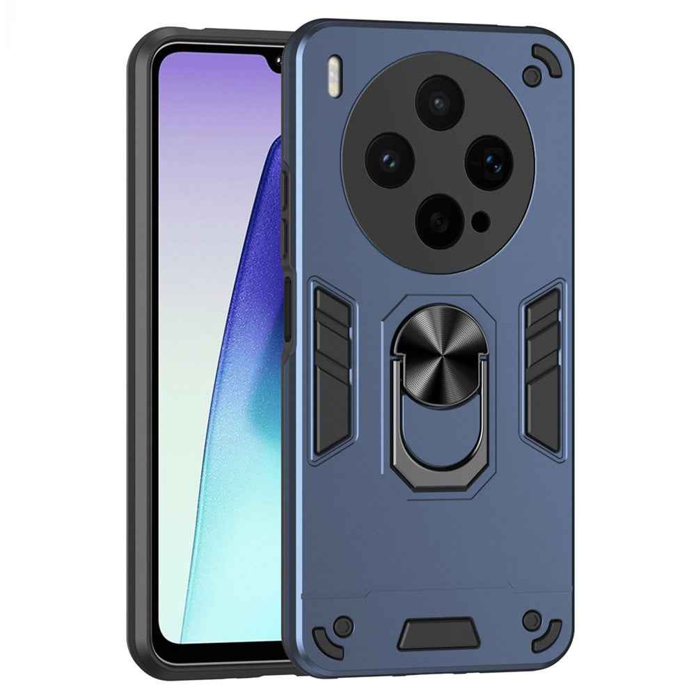 For vivo X300s 5G Case PC + TPU Drop Defend Phone Cover with Ring Kickstand - Blue