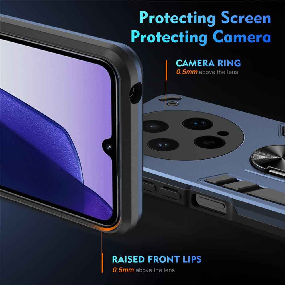 For vivo X300s 5G Case PC + TPU Drop Defend Phone Cover with Ring Kickstand - Blue