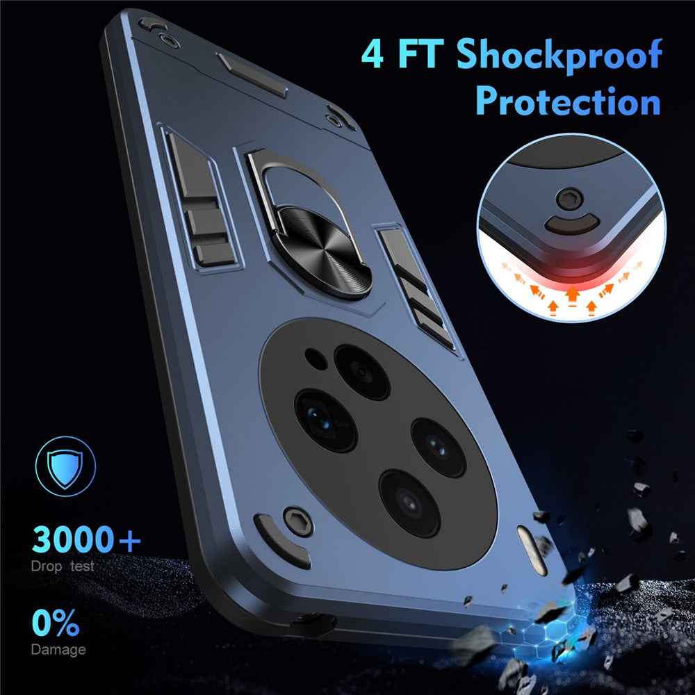 For vivo X300s 5G Case PC + TPU Drop Defend Phone Cover with Ring Kickstand - Blue