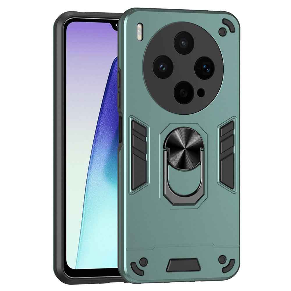 For vivo X300s 5G Case PC + TPU Drop Defend Phone Cover with Ring Kickstand - Green