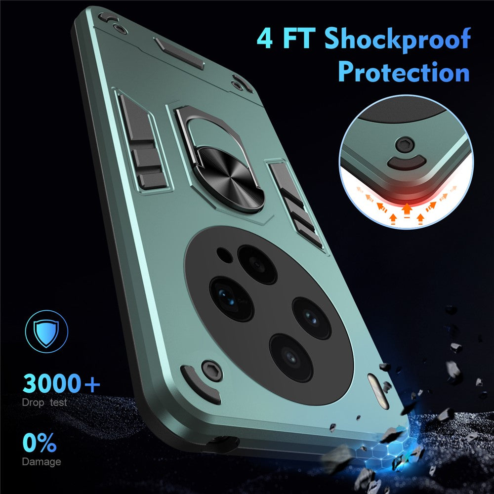 For vivo X300s 5G Case PC + TPU Drop Defend Phone Cover with Ring Kickstand - Green