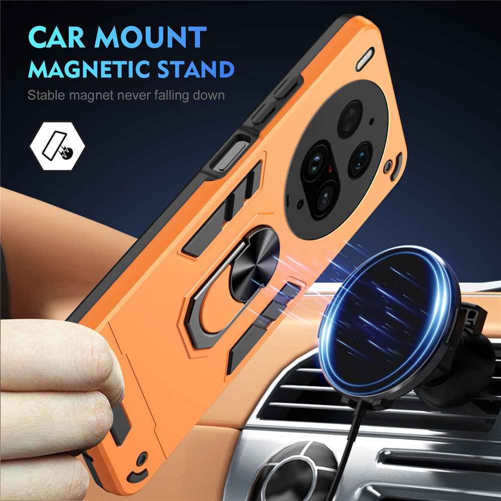For vivo X300 Ultra 5G Case PC + TPU Drop Defend Phone Cover with Ring Kickstand - Orange