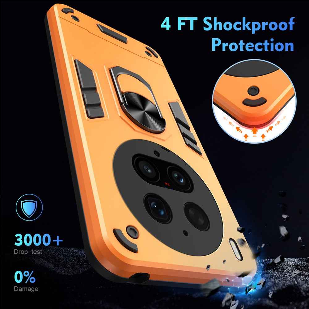 For vivo X300 Ultra 5G Case PC + TPU Drop Defend Phone Cover with Ring Kickstand - Orange