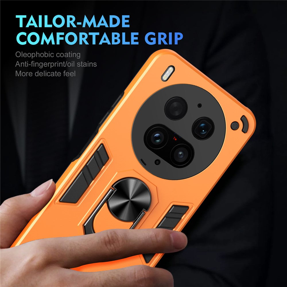 For vivo X300 Ultra 5G Case PC + TPU Drop Defend Phone Cover with Ring Kickstand - Orange