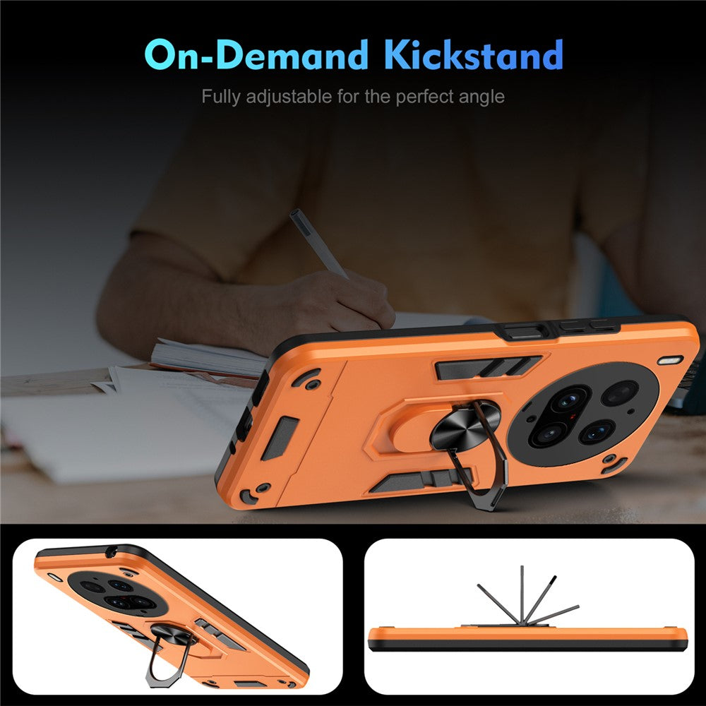 For vivo X300 Ultra 5G Case PC + TPU Drop Defend Phone Cover with Ring Kickstand - Orange
