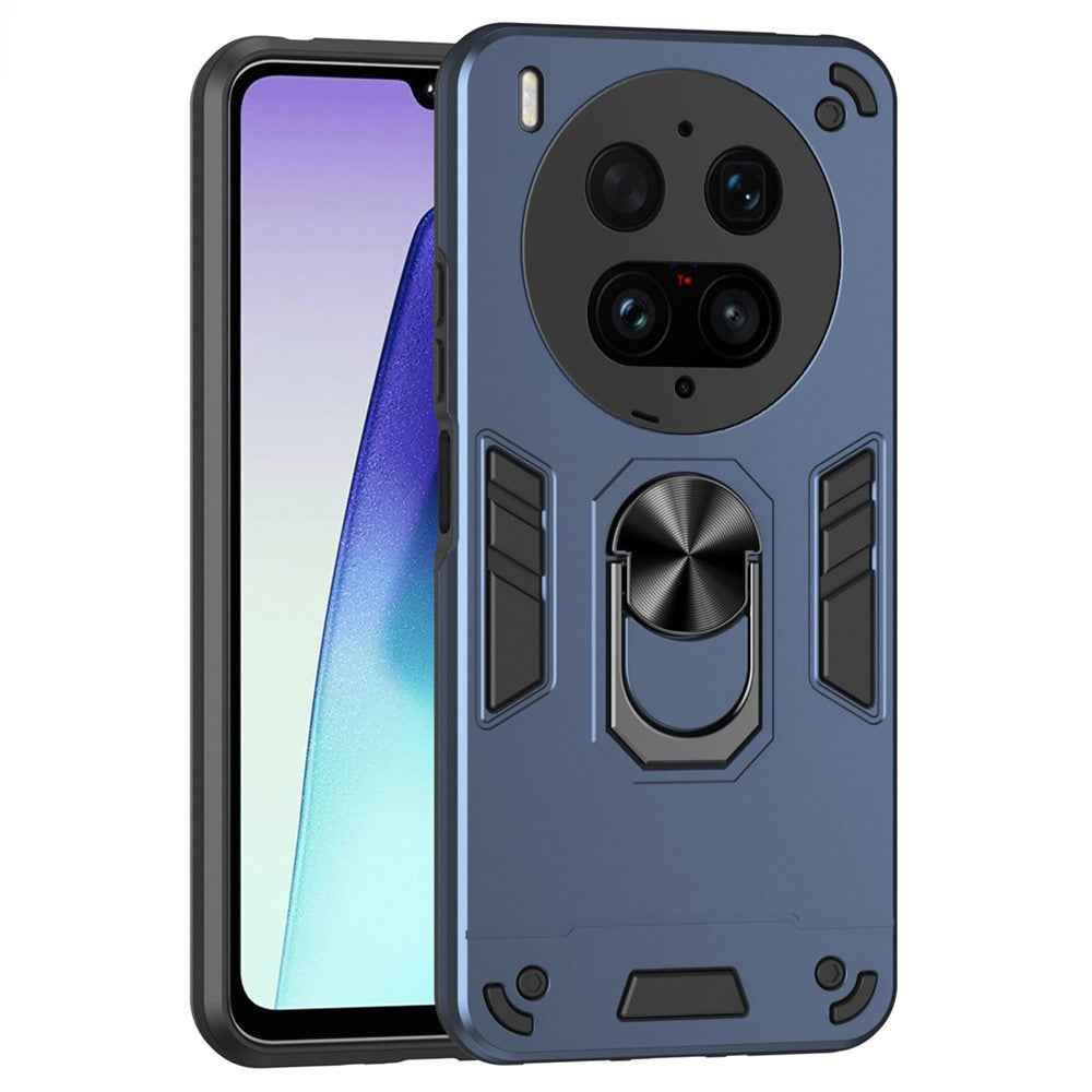 For vivo X300 Ultra 5G Case PC + TPU Drop Defend Phone Cover with Ring Kickstand - Blue