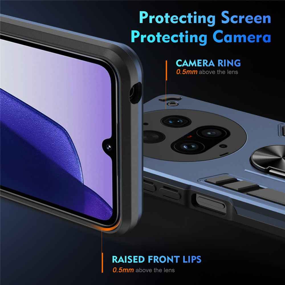 For vivo X300 Ultra 5G Case PC + TPU Drop Defend Phone Cover with Ring Kickstand - Blue
