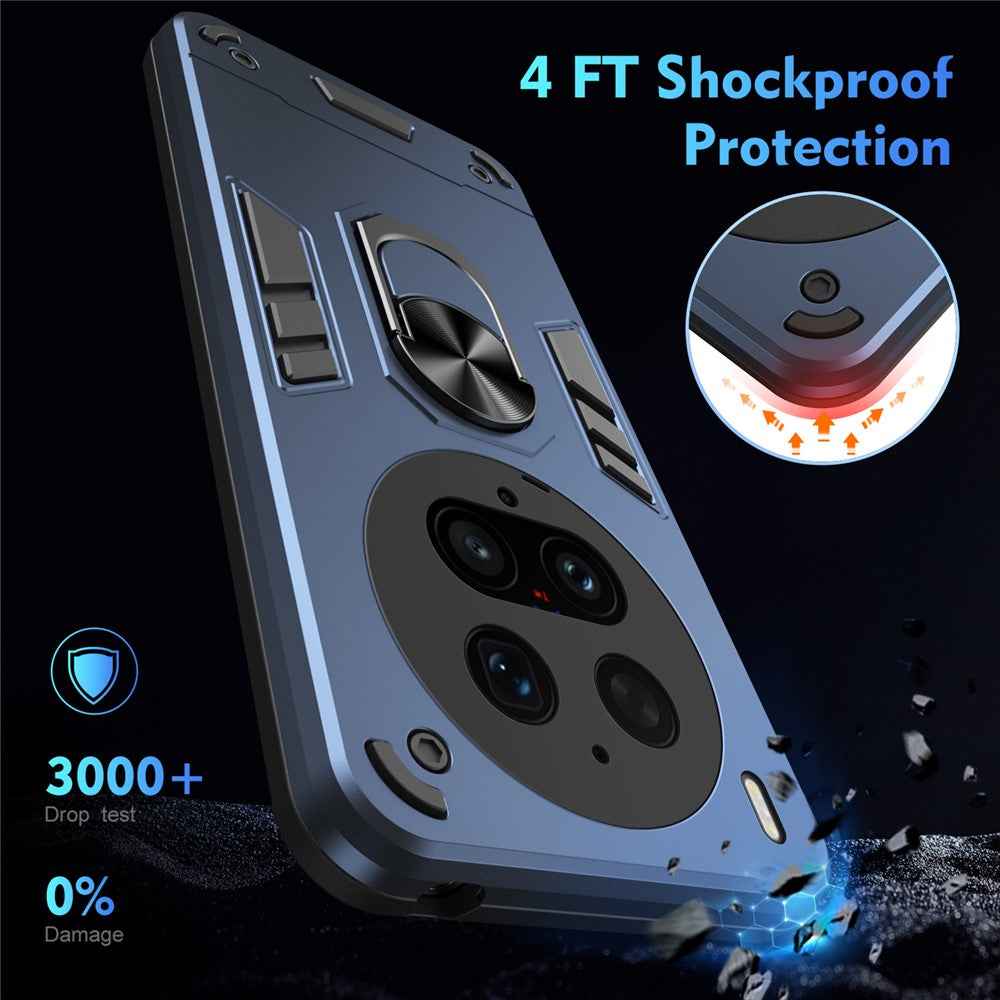 For vivo X300 Ultra 5G Case PC + TPU Drop Defend Phone Cover with Ring Kickstand - Blue