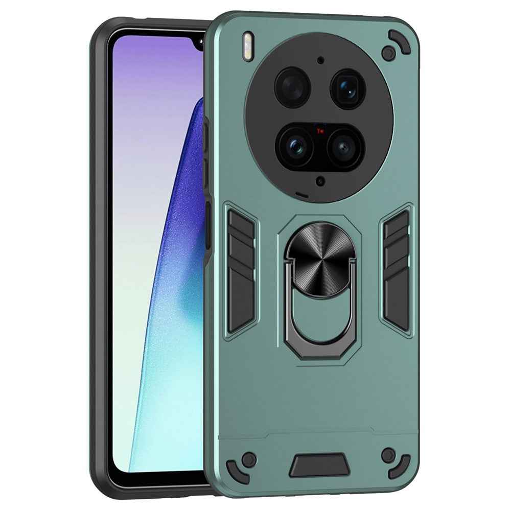 For vivo X300 Ultra 5G Case PC + TPU Drop Defend Phone Cover with Ring Kickstand - Green