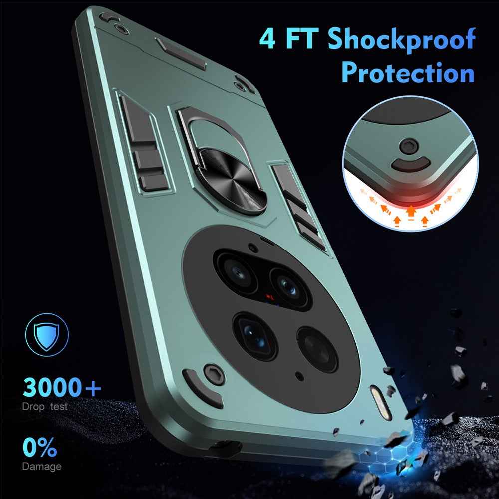 For vivo X300 Ultra 5G Case PC + TPU Drop Defend Phone Cover with Ring Kickstand - Green