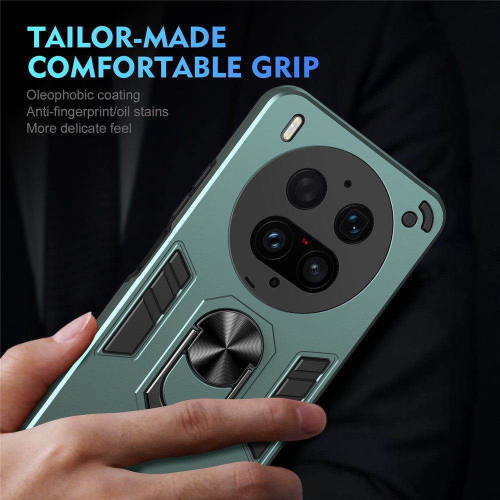 For vivo X300 Ultra 5G Case PC + TPU Drop Defend Phone Cover with Ring Kickstand - Green