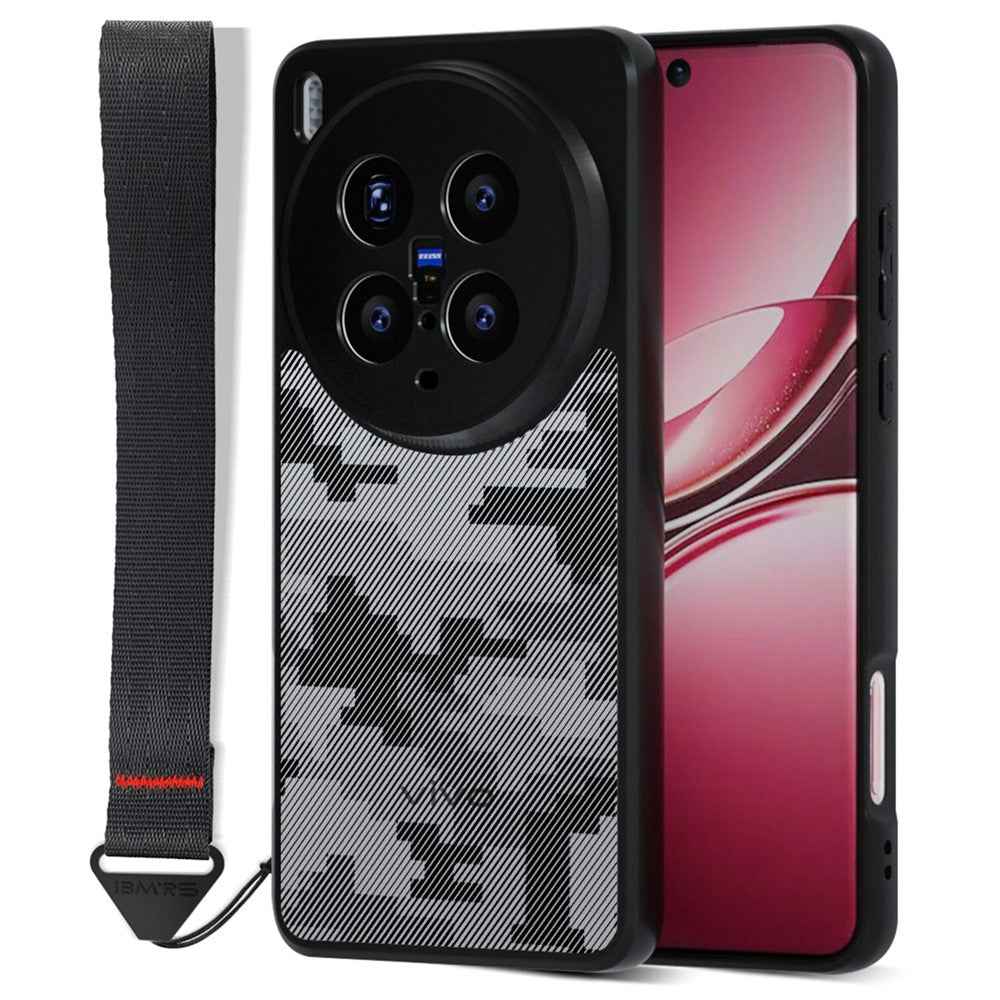 IBMRS for vivo X300 Pro 5G Mobile Cover Soft TPU + Hard PC Case with Wrist Strap (Precision Cutouts) - Checkered Camouflage