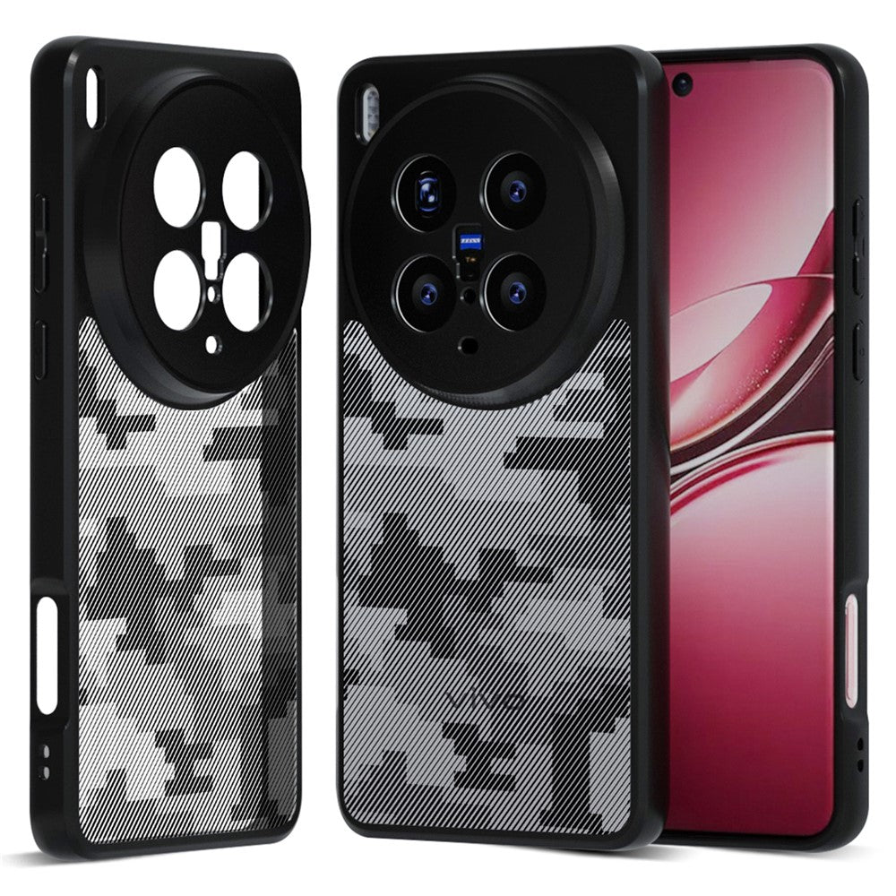 IBMRS for vivo X300 Pro 5G Mobile Cover Soft TPU + Hard PC Case with Wrist Strap (Precision Cutouts) - Checkered Camouflage