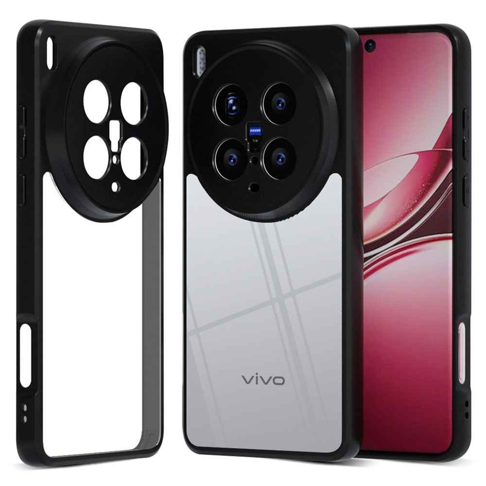 IBMRS for vivo X300 Pro 5G Mobile Cover Soft TPU + Hard PC Case with Wrist Strap (Precision Cutouts) - Transparent Black