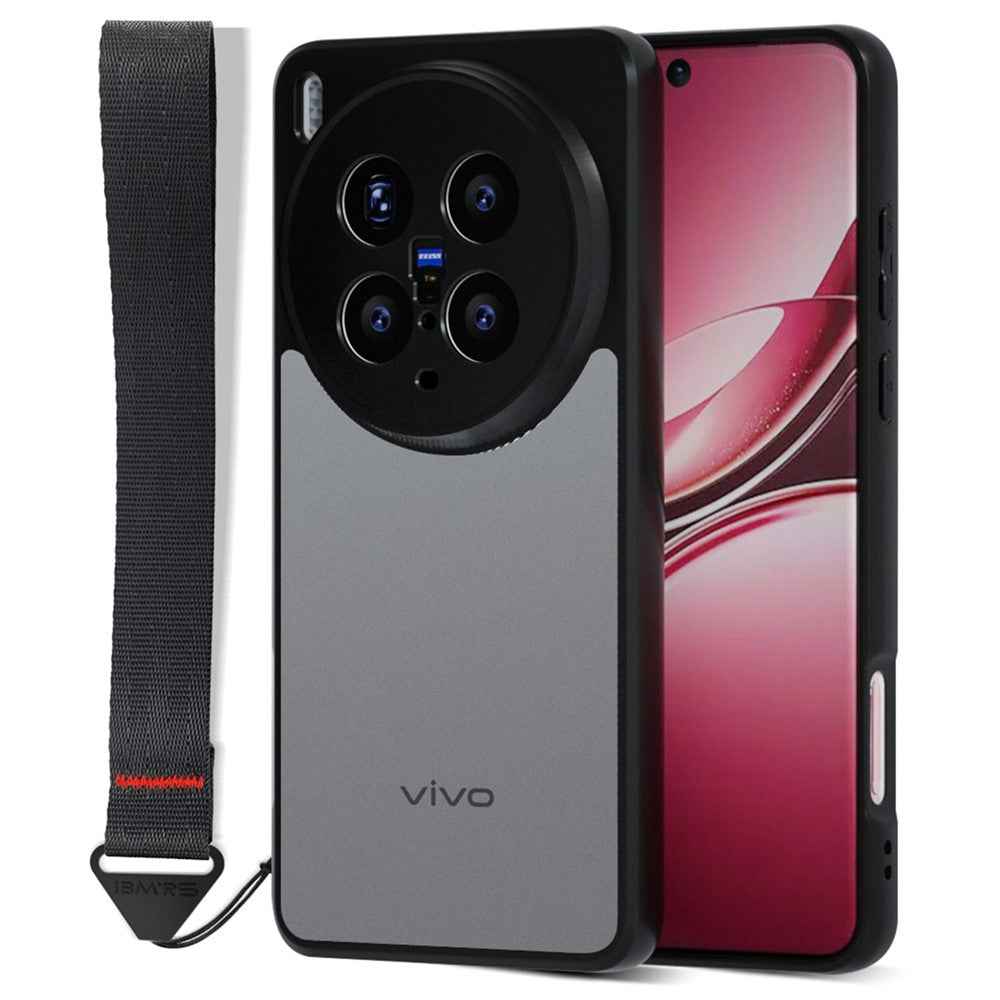 IBMRS for vivo X300 Pro 5G Mobile Cover Soft TPU + Hard PC Case with Wrist Strap (Precision Cutouts) - Frosted Black
