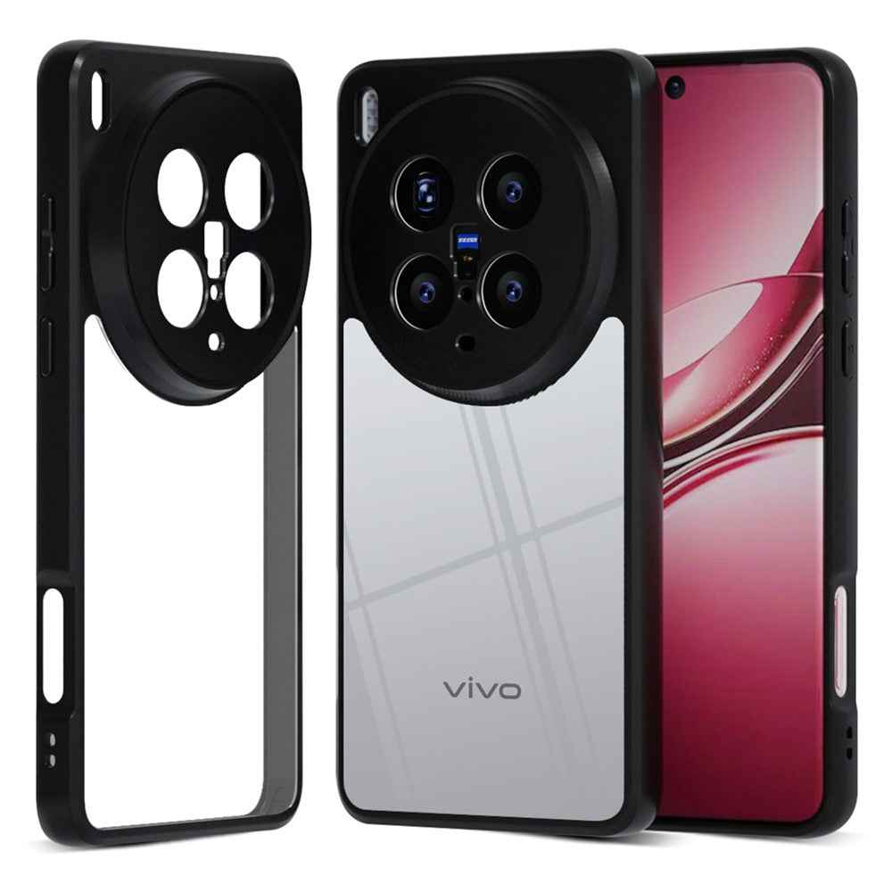 IBMRS for vivo X300 5G Mobile Cover Soft TPU + Hard PC Case with Wrist Strap (Precision Cutouts) - Transparent Black