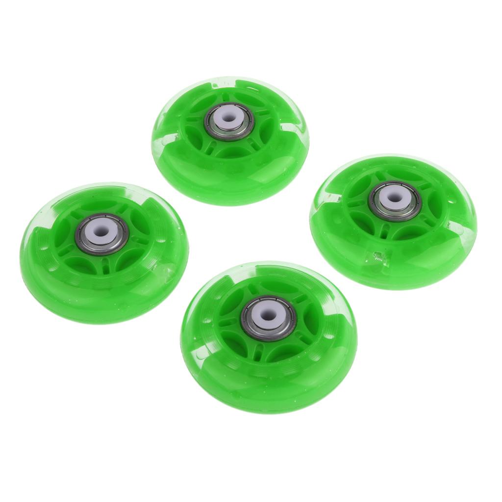 4Pcs Inline Sliding Flash PU Roller Skate Wheels for Skating Shoes green