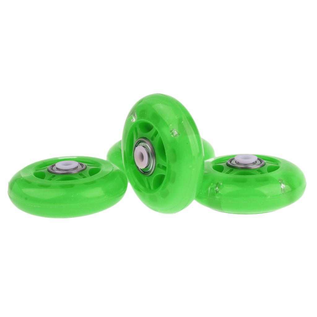 4Pcs Inline Sliding Flash PU Roller Skate Wheels for Skating Shoes green