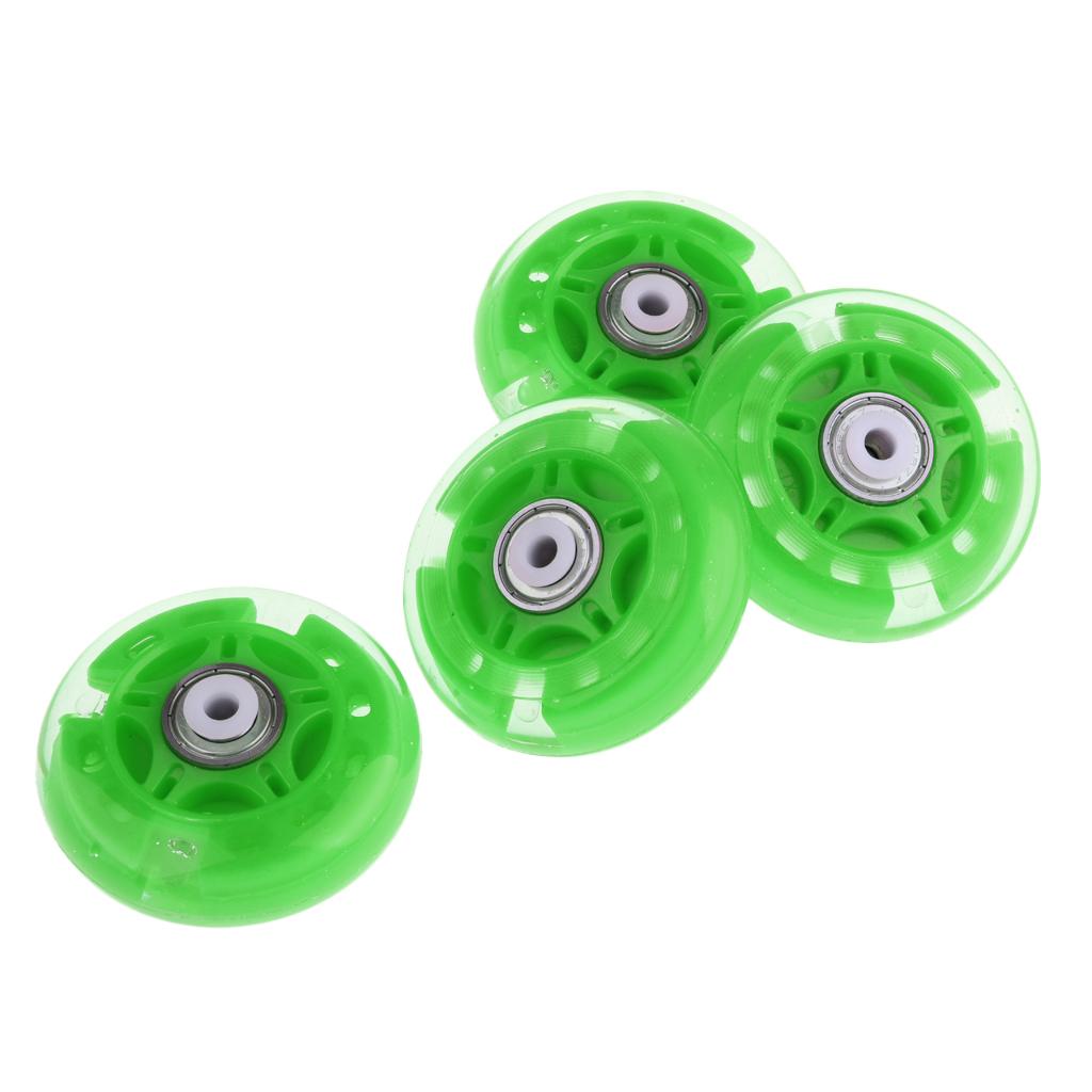 4Pcs Inline Sliding Flash PU Roller Skate Wheels for Skating Shoes green