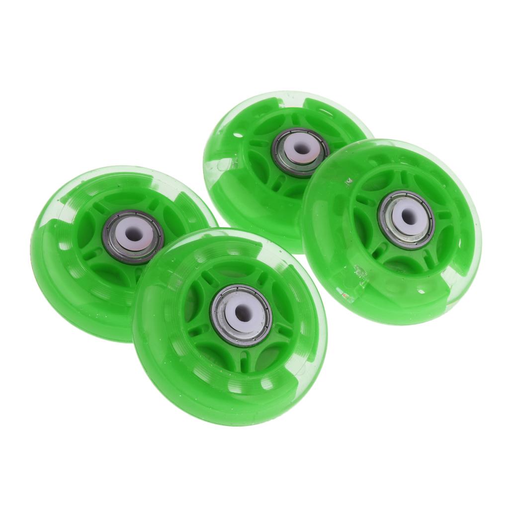 4Pcs Inline Sliding Flash PU Roller Skate Wheels for Skating Shoes green