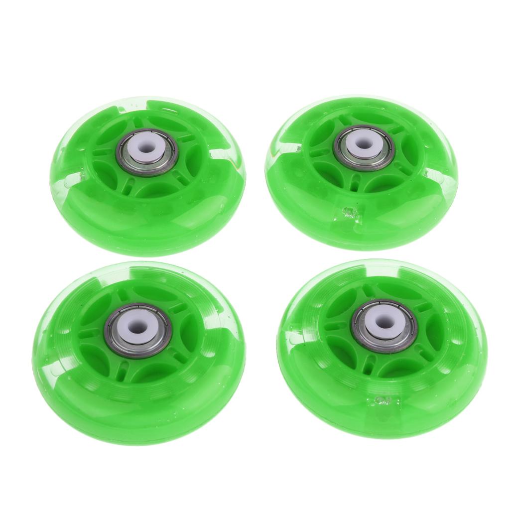4Pcs Inline Sliding Flash PU Roller Skate Wheels for Skating Shoes green