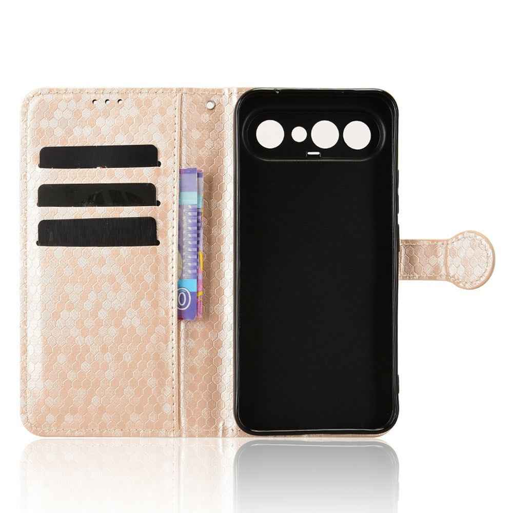 For vivo X300 FE 5G Wallet Case Dot Pattern Imprint PU Leather Phone Cover with Wrist Strap - Rose Gold