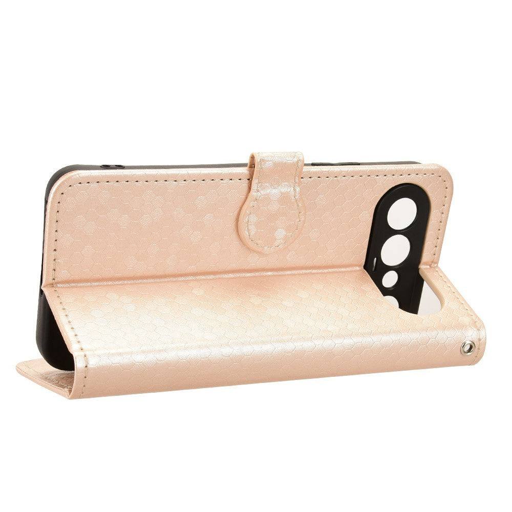 For vivo X300 FE 5G Wallet Case Dot Pattern Imprint PU Leather Phone Cover with Wrist Strap - Rose Gold