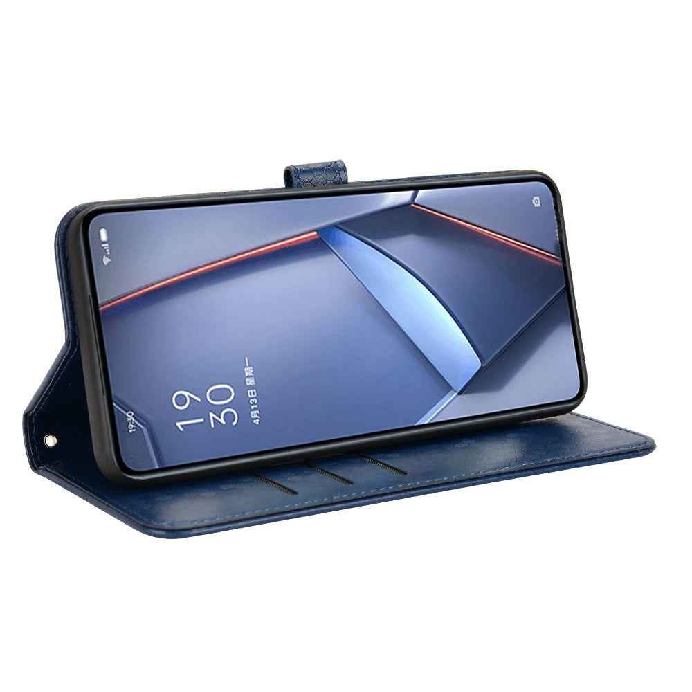 For vivo X300 FE 5G Wallet Case Dot Pattern Imprint PU Leather Phone Cover with Wrist Strap - Dark Blue
