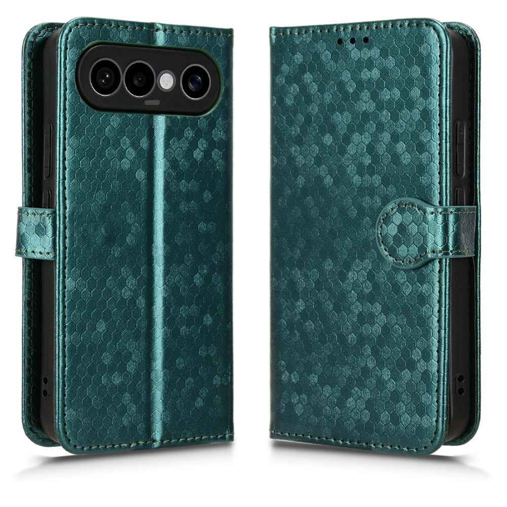 For vivo X300 FE 5G Wallet Case Dot Pattern Imprint PU Leather Phone Cover with Wrist Strap - Green