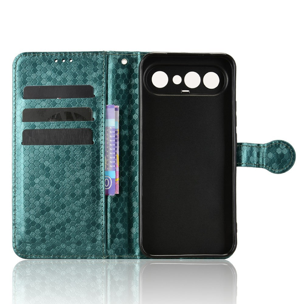 For vivo X300 FE 5G Wallet Case Dot Pattern Imprint PU Leather Phone Cover with Wrist Strap - Green