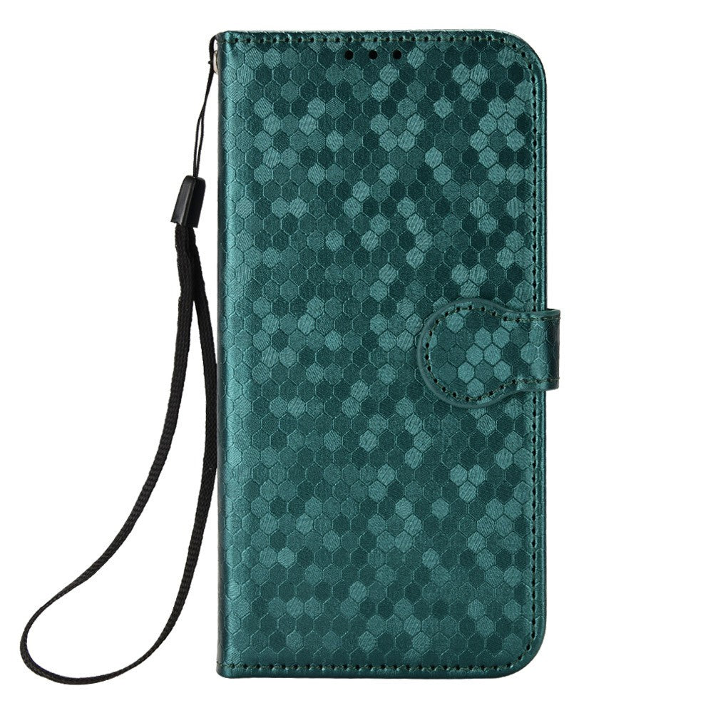 For vivo X300 FE 5G Wallet Case Dot Pattern Imprint PU Leather Phone Cover with Wrist Strap - Green