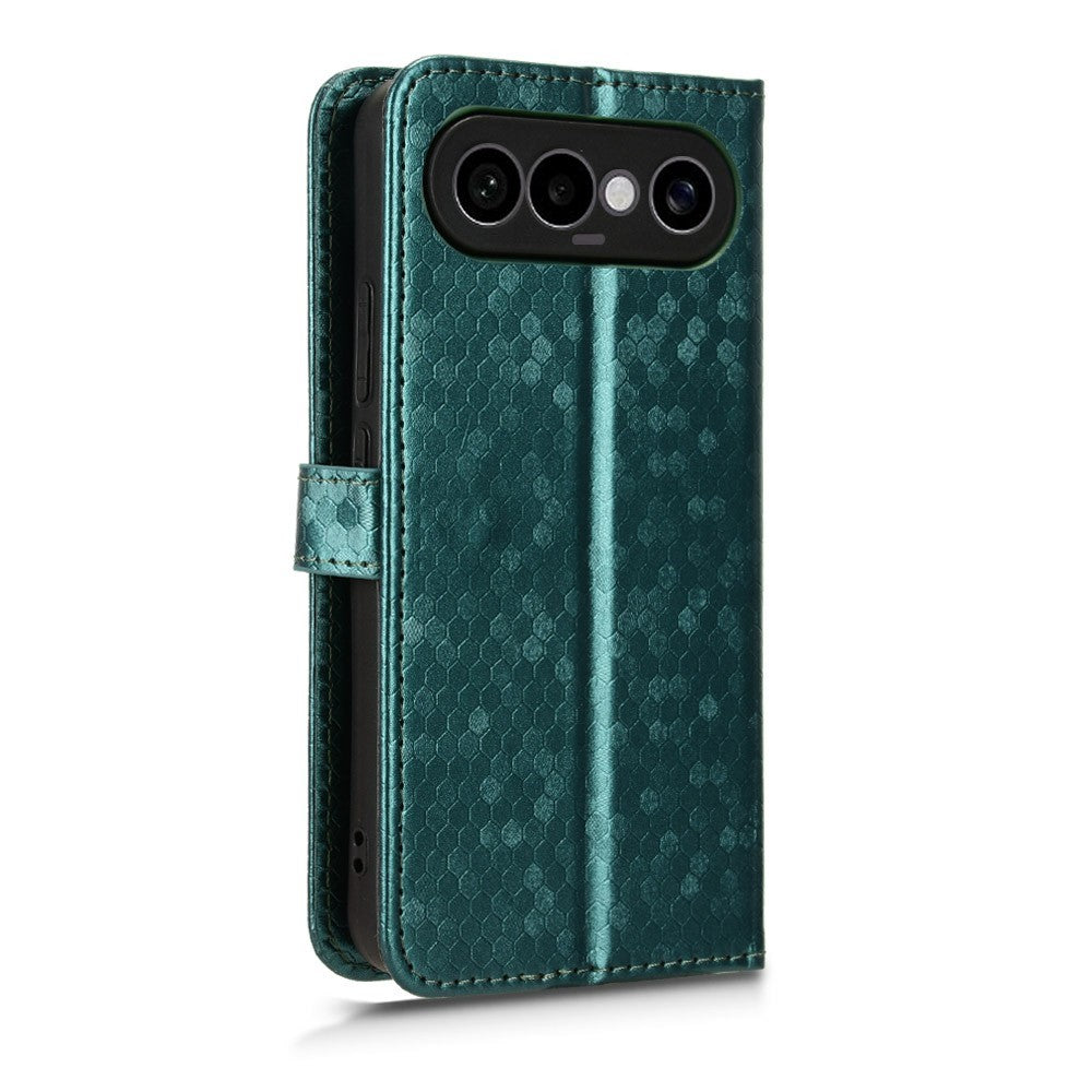 For vivo X300 FE 5G Wallet Case Dot Pattern Imprint PU Leather Phone Cover with Wrist Strap - Green