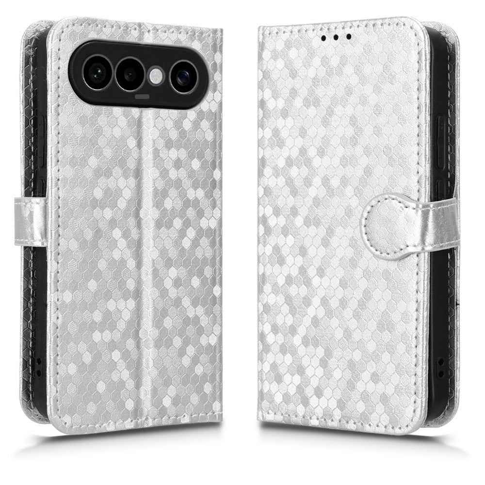 For vivo X300 FE 5G Wallet Case Dot Pattern Imprint PU Leather Phone Cover with Wrist Strap - Silver